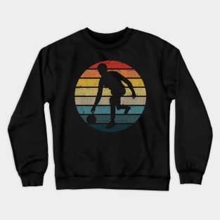 Bowling Silhouette On A Distressed Retro Sunset graphic Crewneck Sweatshirt